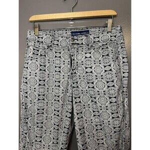 BandolinoBlu Jeans Womens 6 Black Paisley Print Capri Stretch Denim Pants